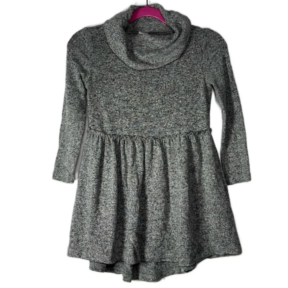 Old Navy Toddler Charcoal Grey‎ Heathered Cowl Neck Knit Skater Dress Size 3T